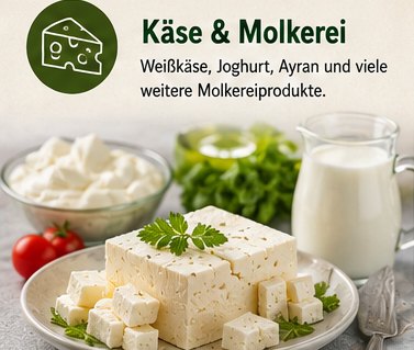 Käse & Molkerei – Weißkäse, Joghurt, Ayran und viele weitere Molkereiprodukte.
