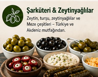 Şarküteri & Zeytinyağlılar – Zeytin, turşu, zeytinyağlılar ve meze çeşitleri – Türkiye ve Akdeniz mutfağından.