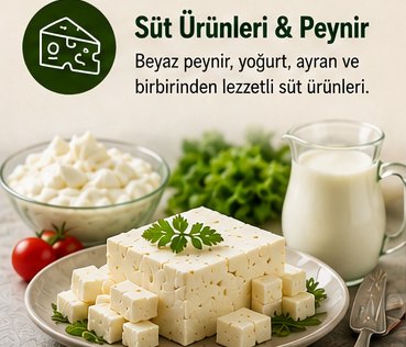 Süt Ürünleri & Peynir – Beyaz peynir, yoğurt, ayran ve birbirinden lezzetli süt ürünleri.